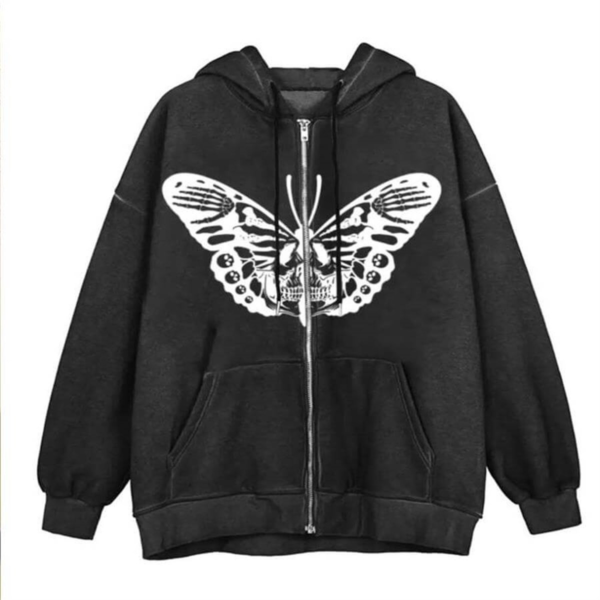 Touz Harajuku Skeleton Moth (Unisex) Kapşonlu