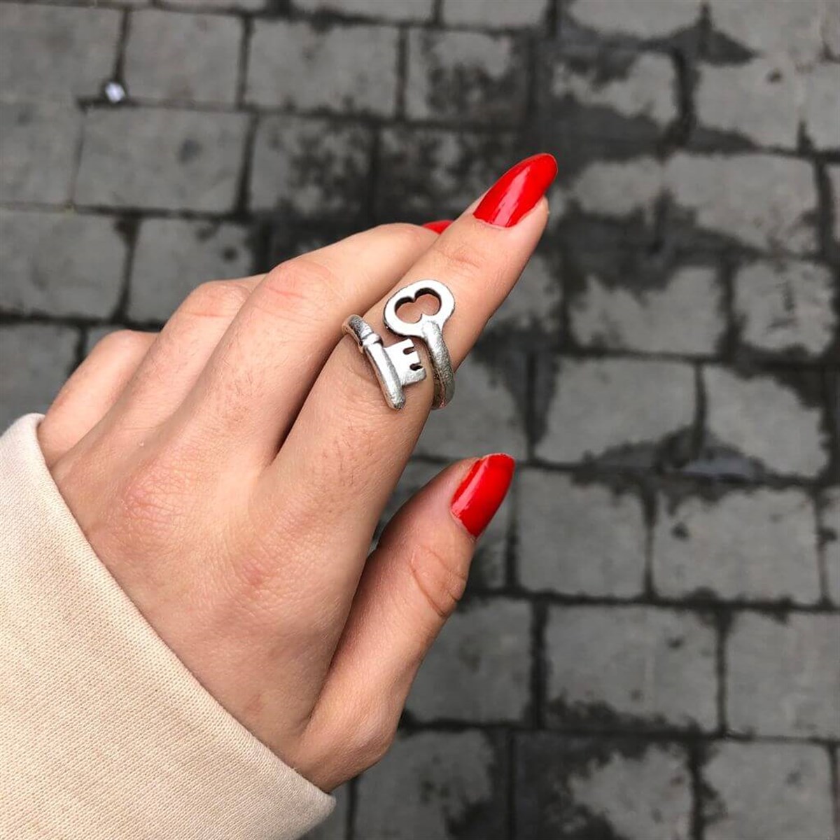Touz Heart Key Ayarlanabilir Yüzük