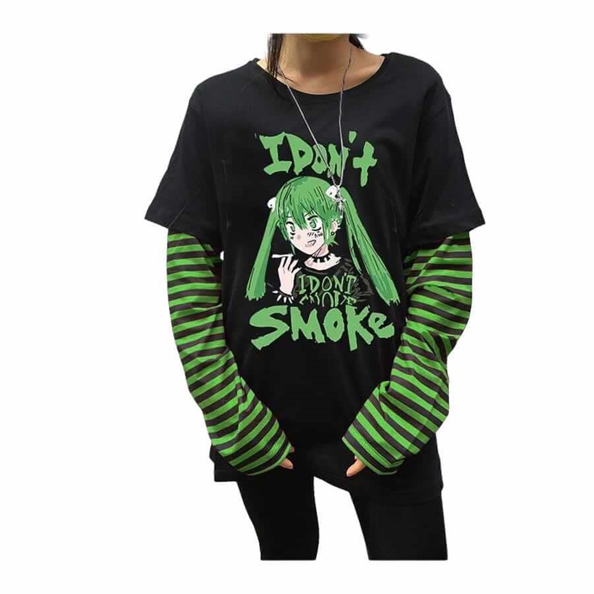 Touz I Don't Smoke Yeşil Siyah Çizgili Unisex T-shirt