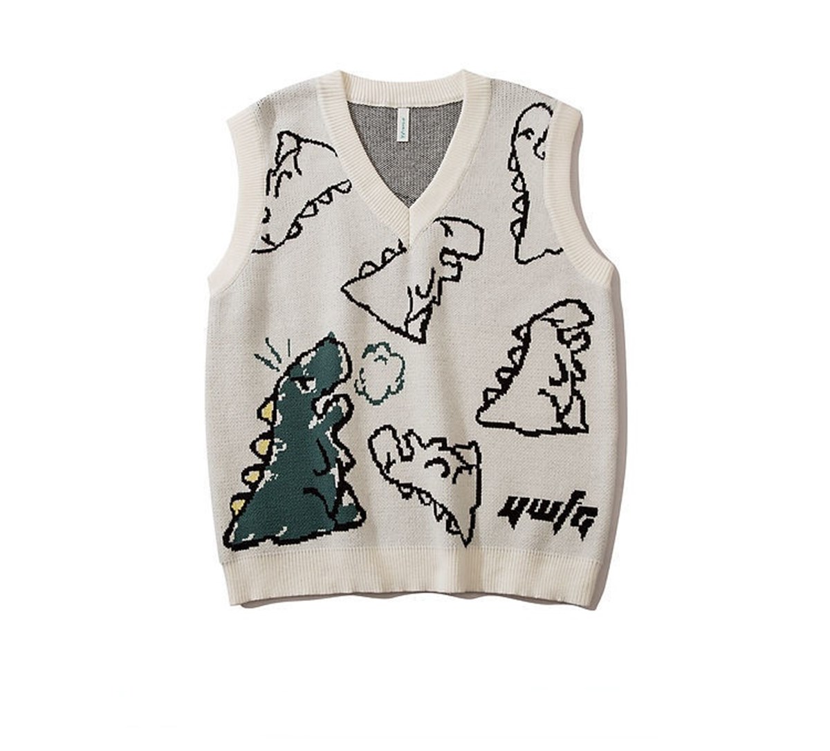 Touz Kawaii Harajuku Beyaz Dinazor Unisex Süveter