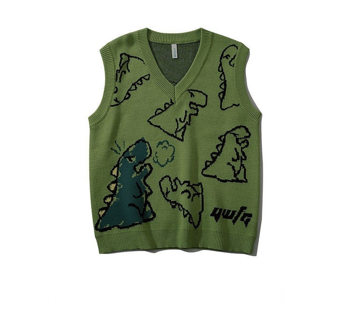 Touz Kawaii Harajuku Yeşil Dinazor Unisex Süveter