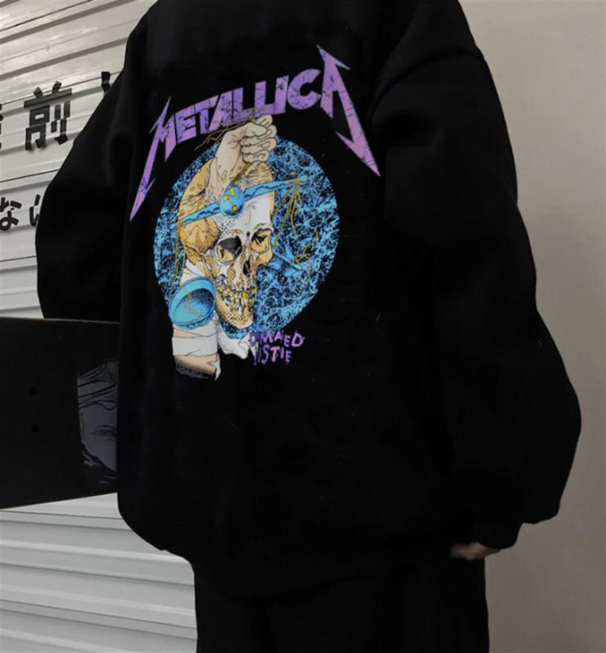 Touz Metallica Sırt Baskılı Fermuarlı Kapüşonlu Hırka