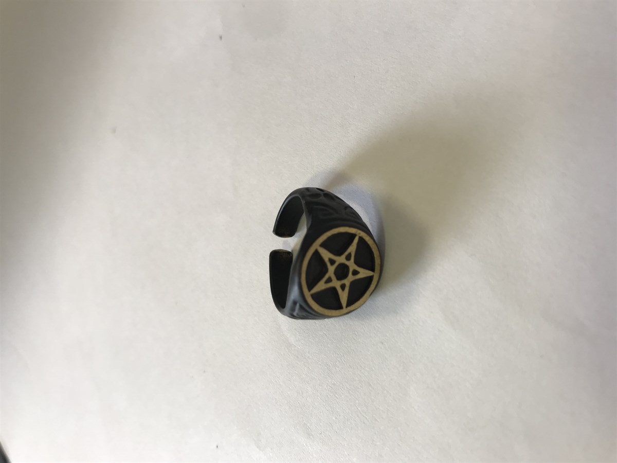 Touz Satan Star Siyah Ayarlanabilir Yüzük