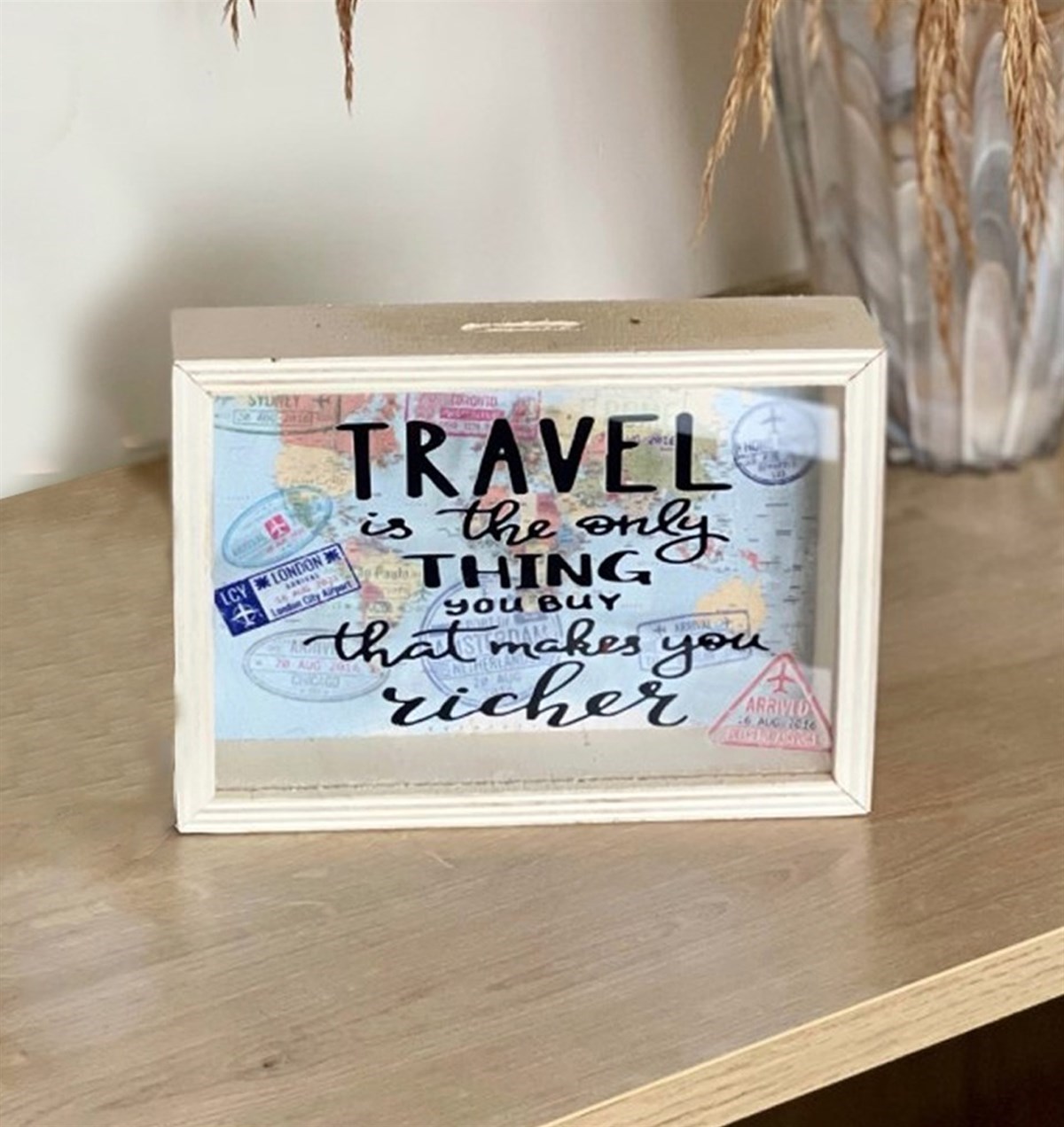 Touz Travel Journal Tasarımlı Ahşap Kumbara