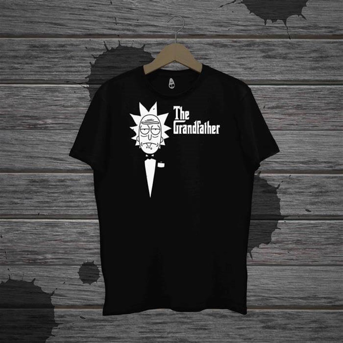 Touz Unisex Siyah Grandfather Baskılı T-shirt