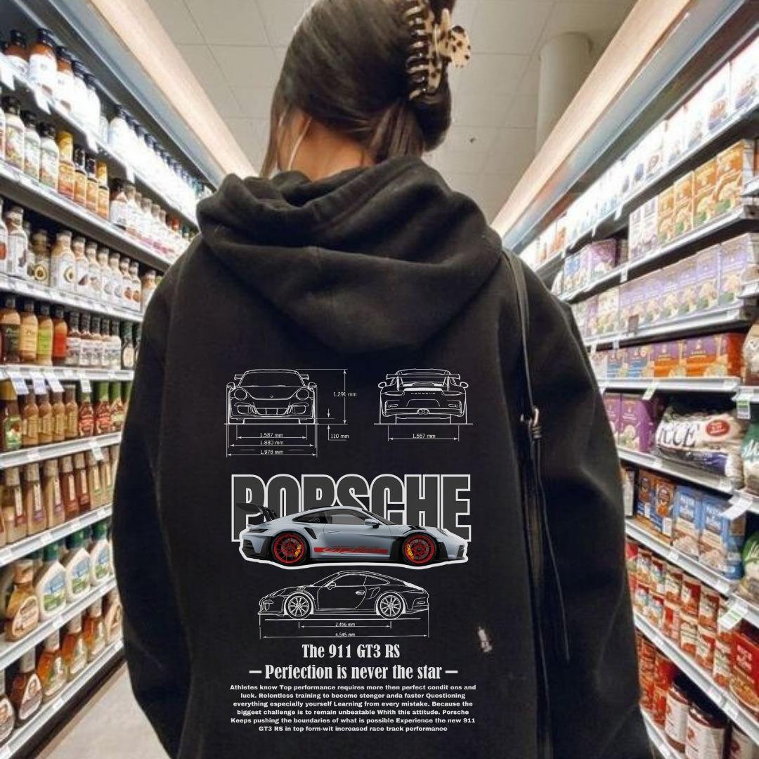 Unisex Lightning Porsche Cars Sweatshirt Siyah