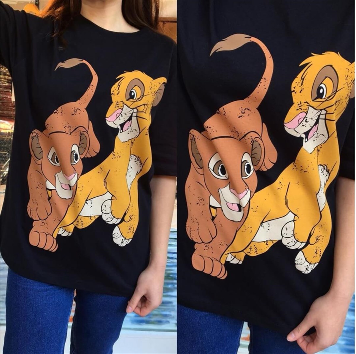 Unisex Siyah Aslan Kral T-shirt