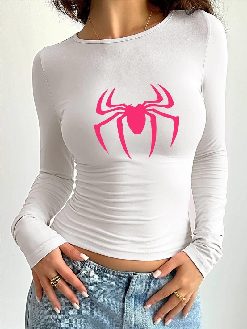 Uzun Kol Spider Baskılı Bluz Body