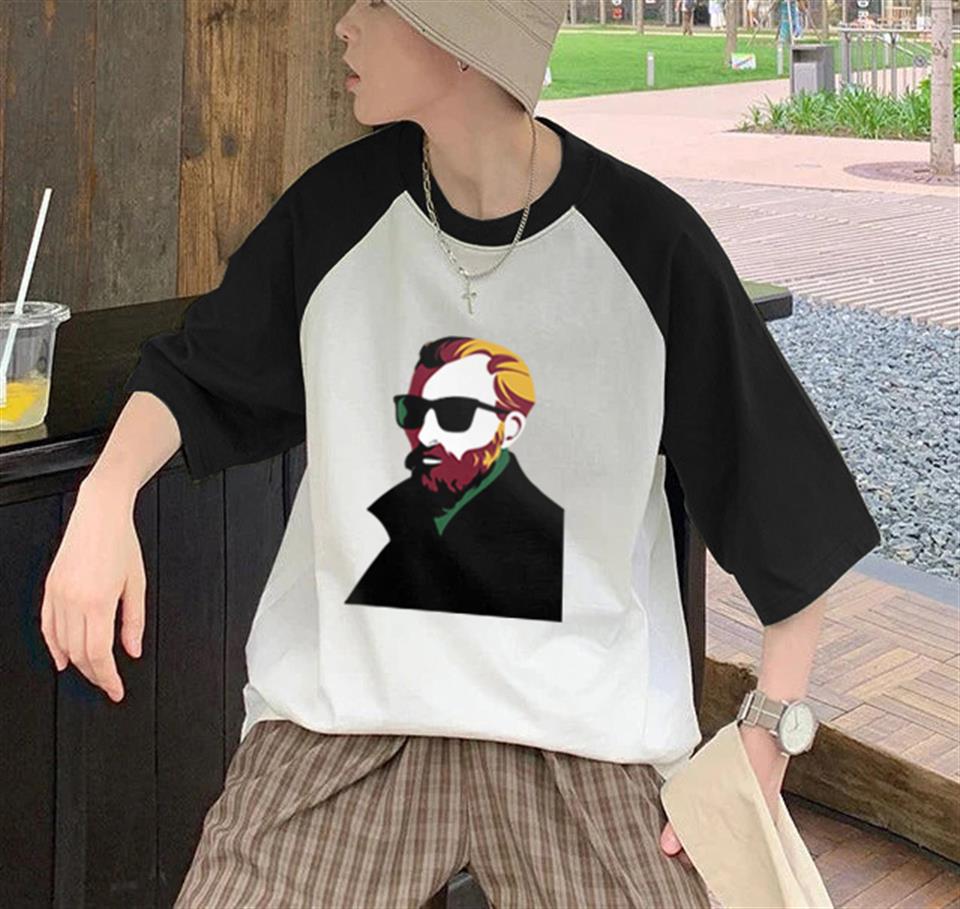 Van Gogh Portre Baskılı Reglan Kol Beyaz Unisex Oversize T-shirt