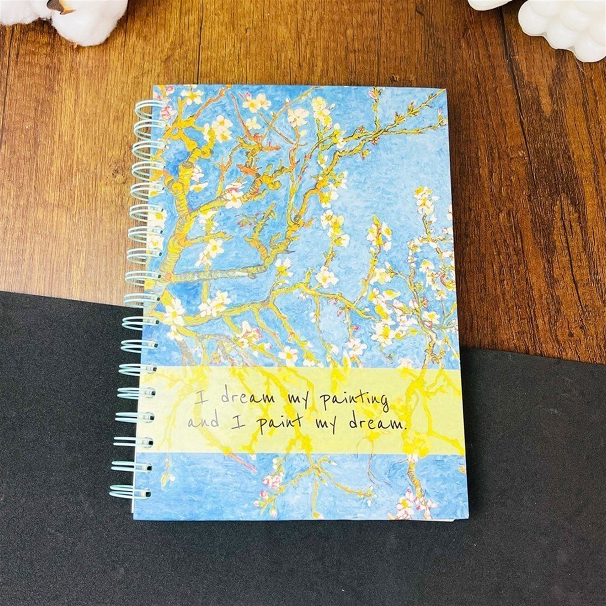 Van Gogh Tasarımlı Spiralli Çizgili Defter