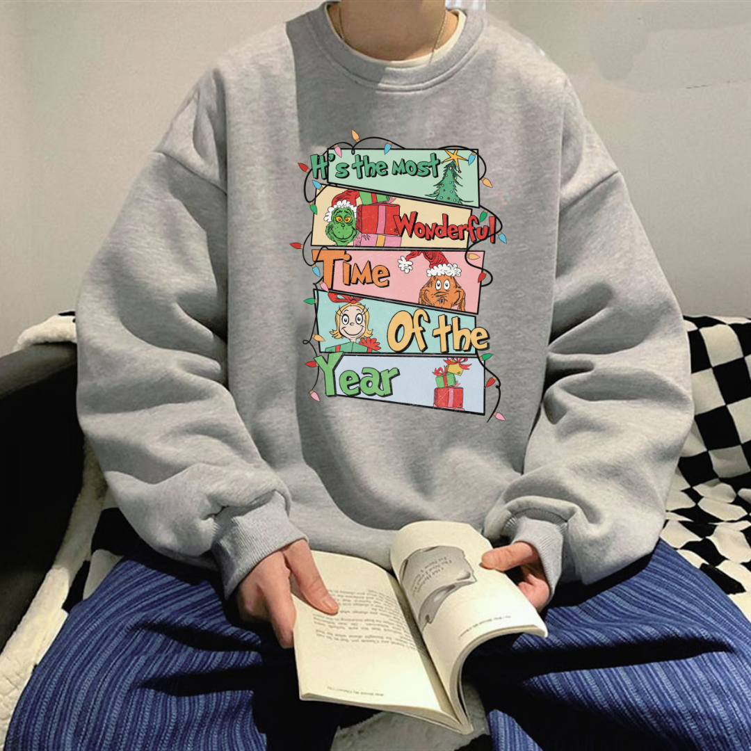 Vintage Year Gri Unisex Oversize Bisiklet Yaka Sweatshirt