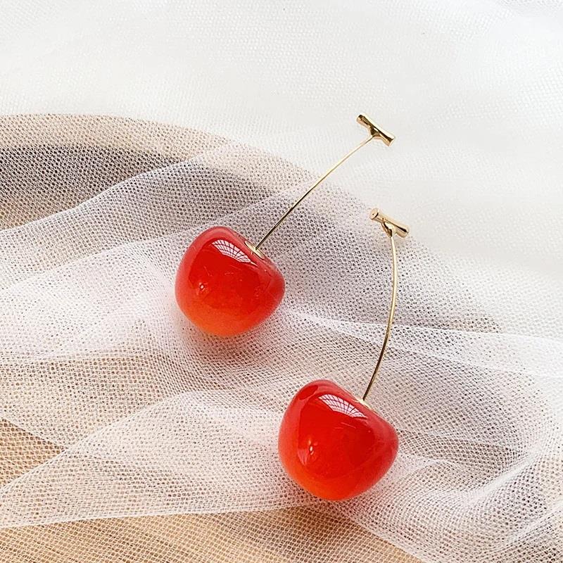 Y2k Cherry Kırmızı Çift Küpe