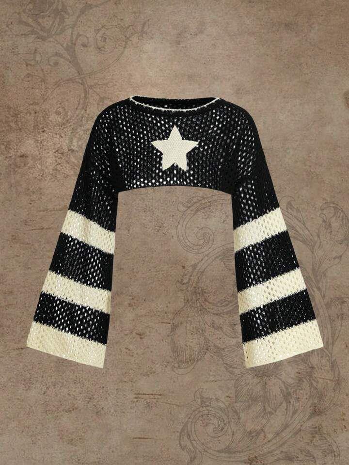 Y2K Streetwear Yıldızlı Detaylı Triko Bolero