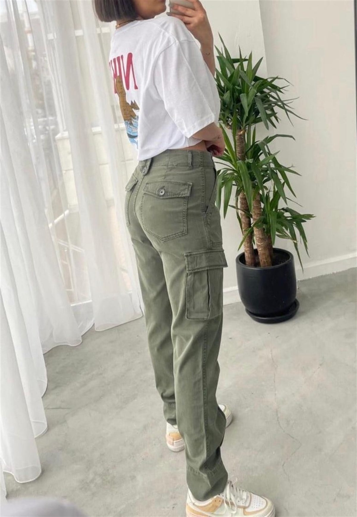 Y2K UNİSEX STRAIGHT FIT YEŞİL KARGO PANTOLON