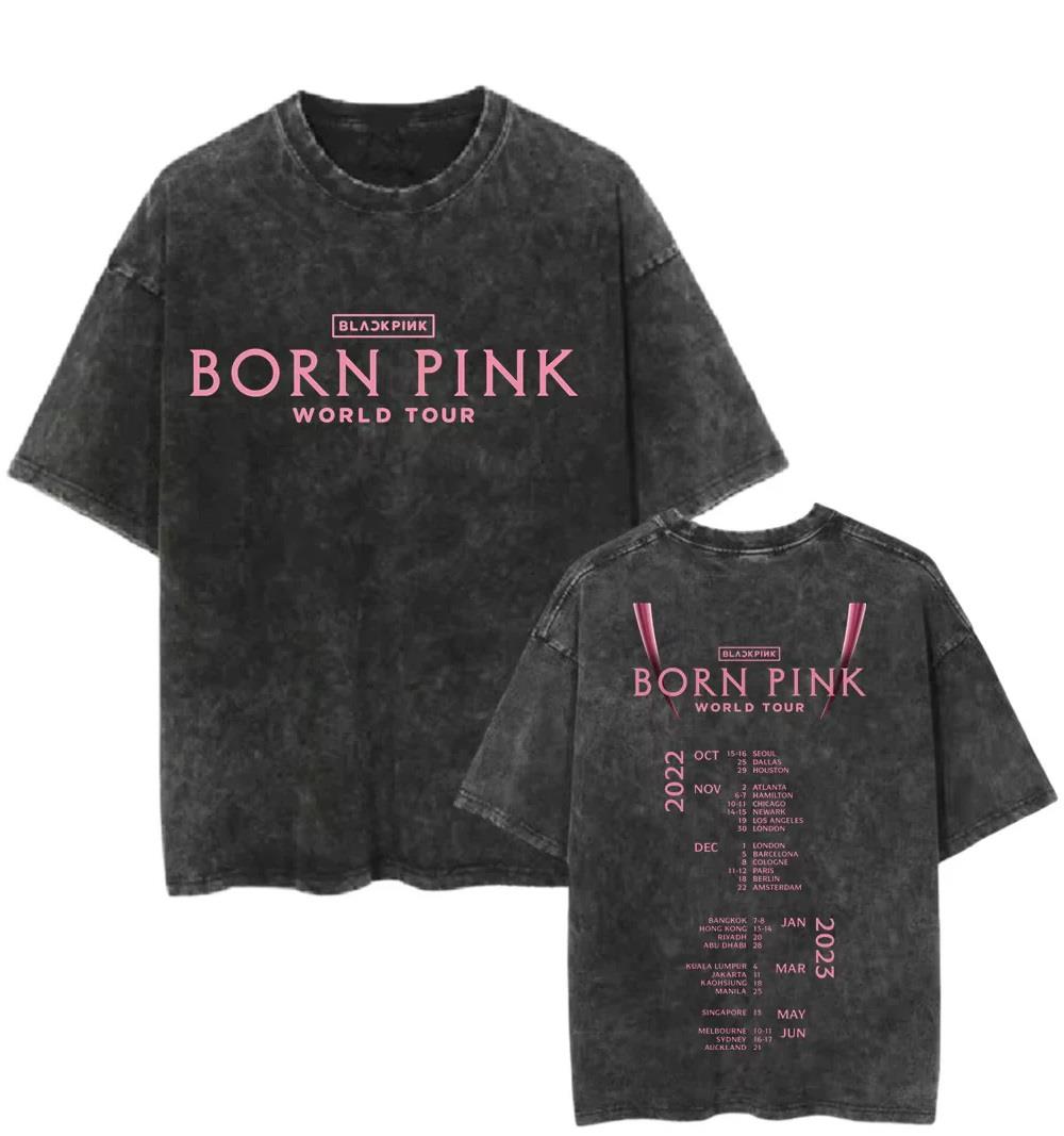 Yıkamalı Born Pink Baskılı Unisex Oversize Vintage T-shirt