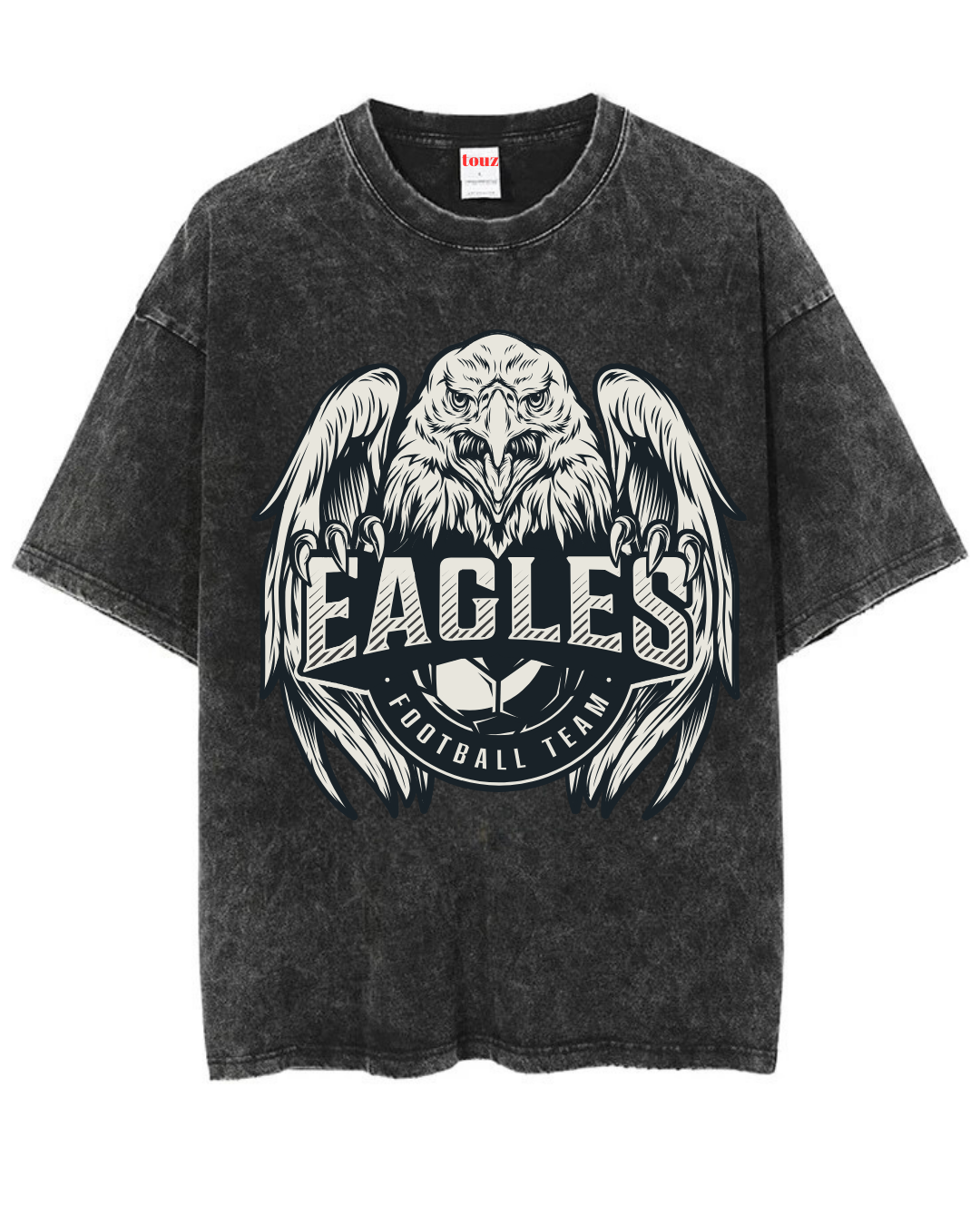 Yıkamalı Eagles Baskılı Unisex Oversize Vintage T-shirt