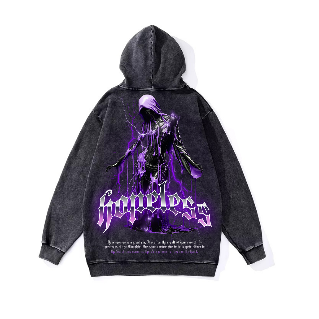Yıkamalı Hapeless Vintage Kapüşonlu Sweatshirt