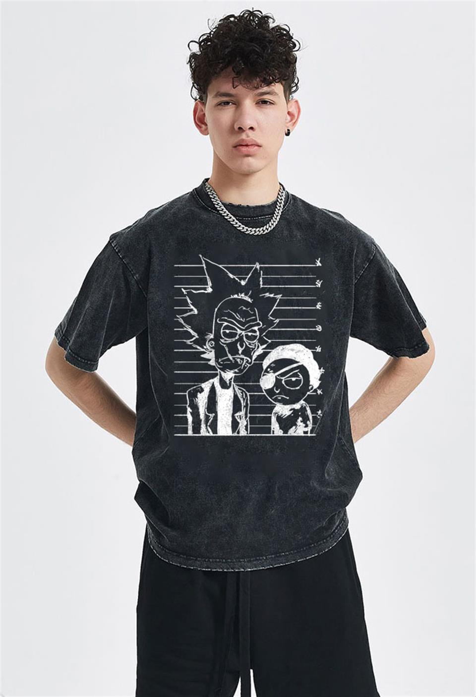 Yıkamalı R&M Unisex Eskitme T-shirt
