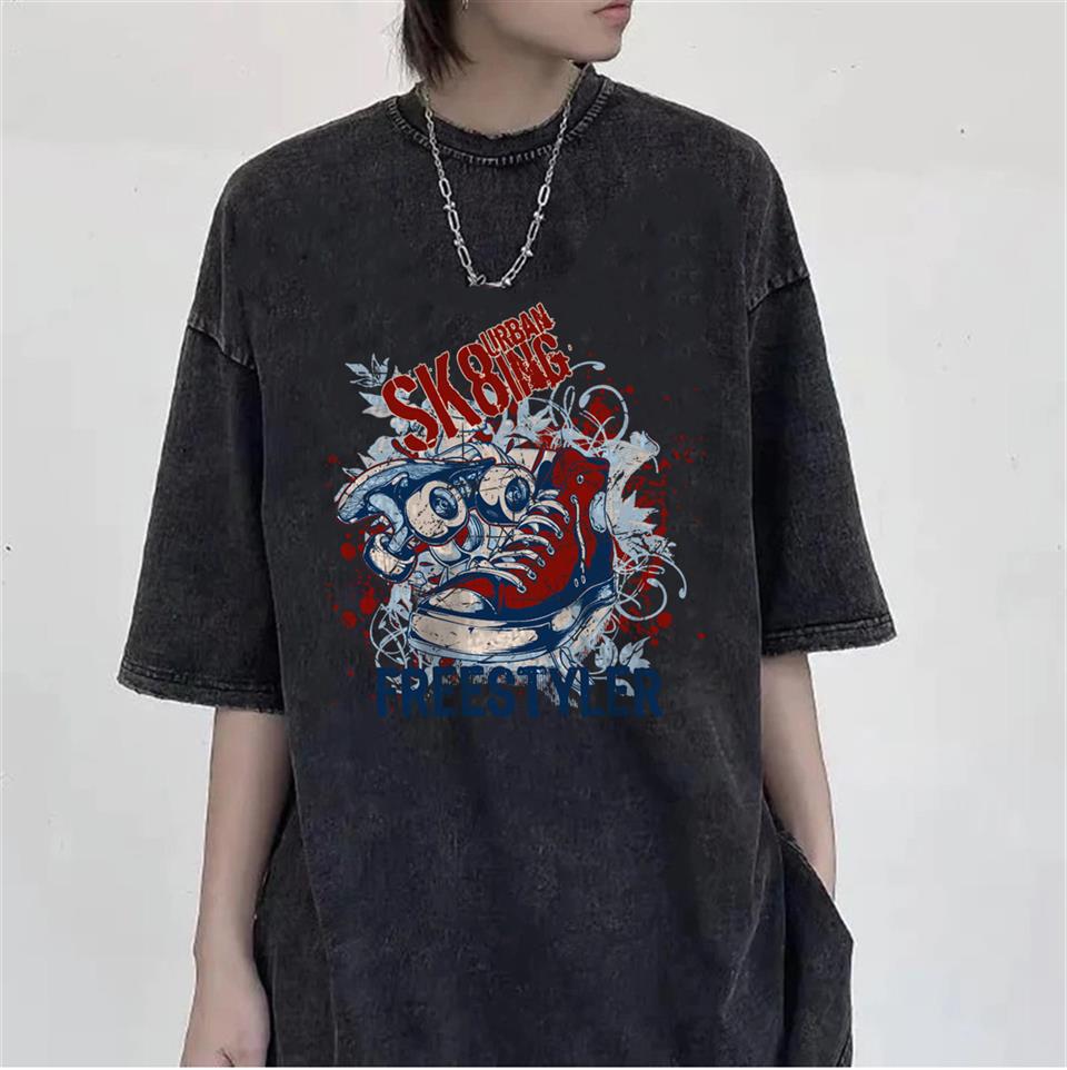 Yıkmalı Freestyler Unisex Eskitme T-shirt