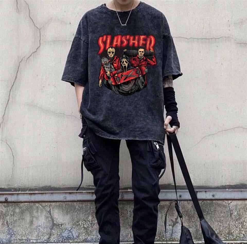 Yıkmalı Red Slasher Unisex Eskitme T-shirt