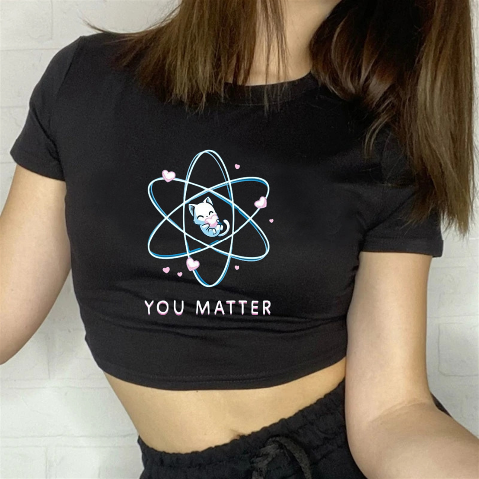 You Matter Baskılı Siyah Crop