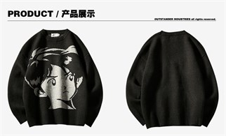 Anime Boy Harajuku Vintage Streetwear Unisex Siyah Kazak