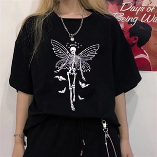 Gothic Clothes Angel Skull Unisex  Oversize T-Shirt