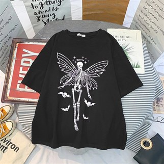 Gothic Clothes Angel Skull Unisex  Oversize T-Shirt
