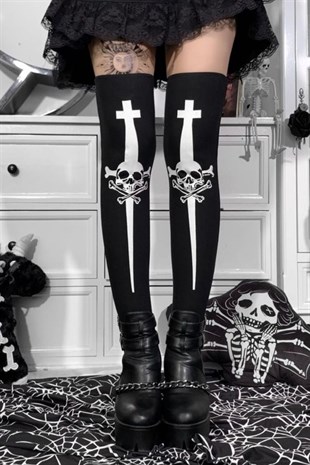 Gothic Dagger Skull Dizüstü Çorap