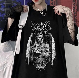 Gothic Devil Unisex Siyah Oversize T-Shirt