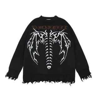 Gothic Skeleton Siyah Unisex Oversize Kazak