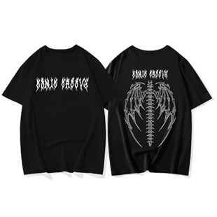 Gothic Tribal Ön Arka Baskı Unisex Oversize T-Shirt