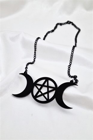 Gothic Triple Moon Pentagram Kolye