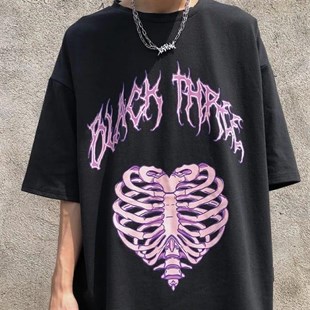 Harajuku Gothic Black Three Cage Oversize Unisex T-shirt