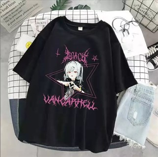 Harajuku T Shirt Aesthetic Gothic Punk Cartoon  Siyah Oversize T-Shirt