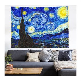 Mavi Van Gogh The Starry Night Duvar Halısı