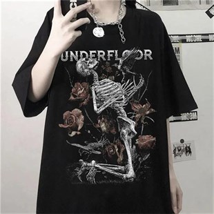 Skeleton Print Grunge Aesthetic Gothic Unisex Oversize T Shirt