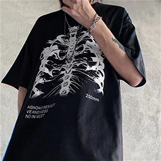 Touz Gothic Punk Skeleton Baskılı Unisex T-shirt