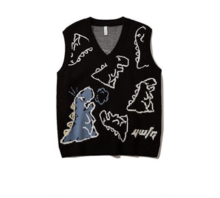Touz  Kawaii Harajuku Siyah Dinazor Unisex Süveter