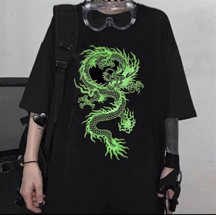 Yeşil Dragon Oversize T-Shirt