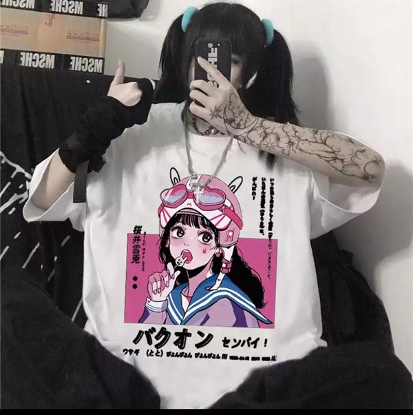 Touz Anime Lolipop Girl Baskılı Unisex T-shirt