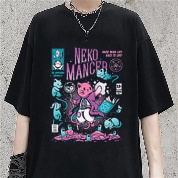 Touz Anime Neko Mancer Baskılı Unisex T-shirt