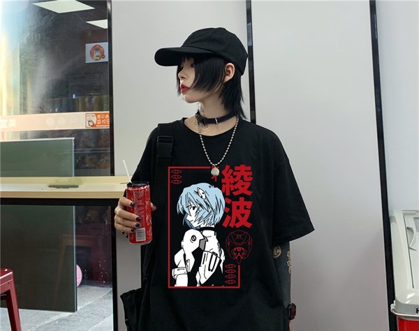 Touz Anime Neon Genesis Evangelion Baskılı Unisex T-shirt