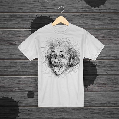Touz Unisex Beyaz Einstein Baskılı T-shirt
