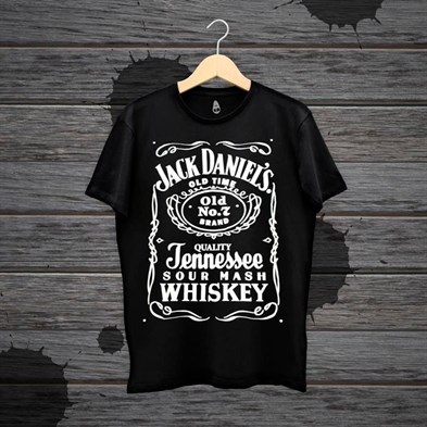 Touz Unisex Siyah Jack Daniels Baskılı T-shirt