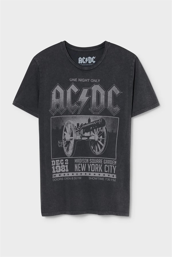 Yıkamalı Kumaş AC/DC Unisex T-Shirt