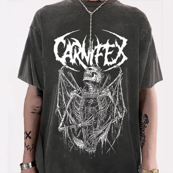 Yıkamalı Kumaş Carnifex The Script Siyah Unisex Oversize T-shirt