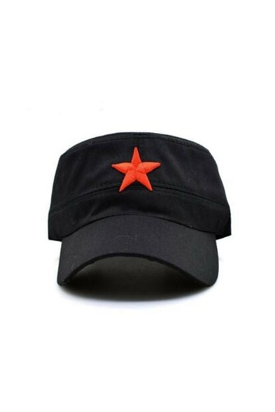 Yıldızlı Fidel Castro Che Guevara Şapkası Siyah Renk