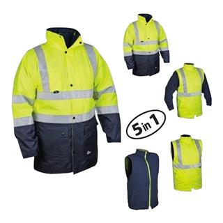 Izrasa NT-44 Oxford 5 in 1 Reflektörlü Parka (Sarı/Lacivert)
