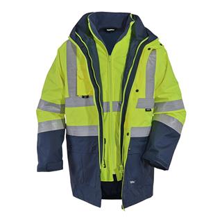 Vizwell WJK44 Oxford 5 in 1 Reflektörlü Parka (Sarı/Lacivert)